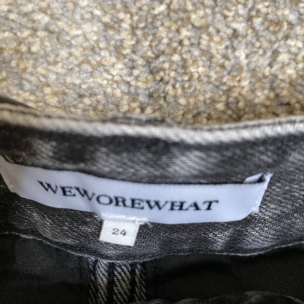 WeWoreWhat Grommet Belted Jean Shorts Size 24 Black Acid Wash Punk Goth Grunge - Picture 6 of 10
